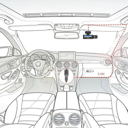 Cámara de visión triple (delantera y trasera + interior)