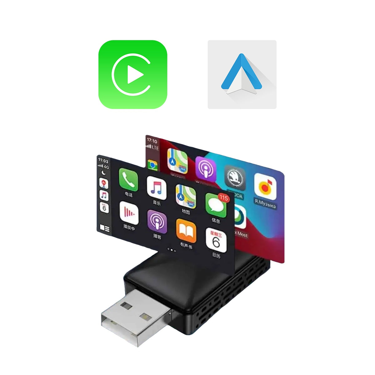 CarPlay, pamięć USB do bezprzewodowego połączenia samochodowego za pomocą Apple CarPlay i Android Auto